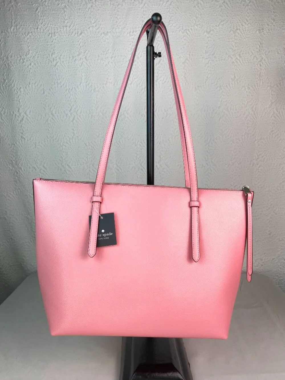 Kate Spade All Day Tote Grapefruit Pink Leather NWT + Flower Charm 🌸 Shelby